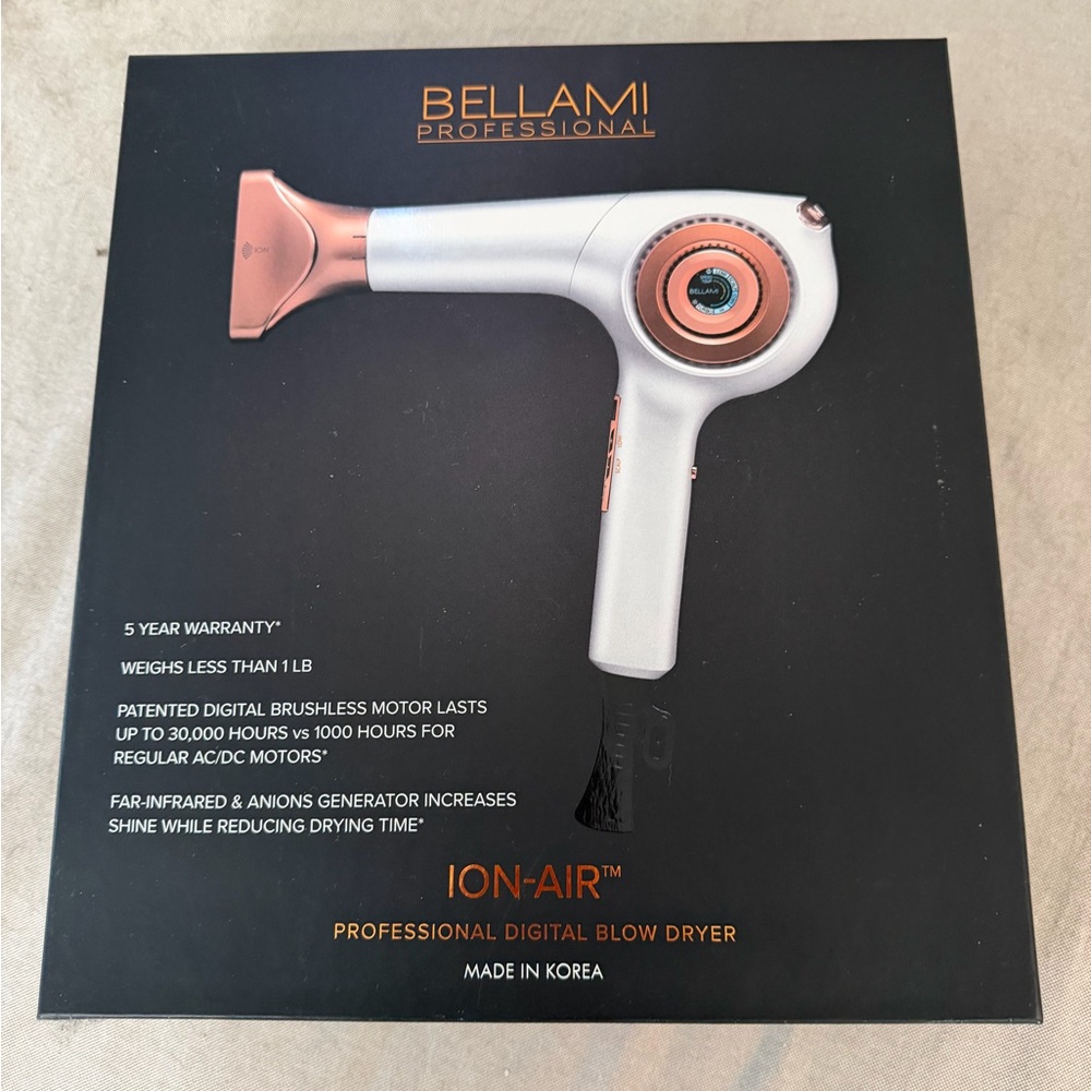 BELLAMI Ion-Air Hair Dryer in White and Copper